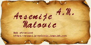 Arsenije Malović vizit kartica